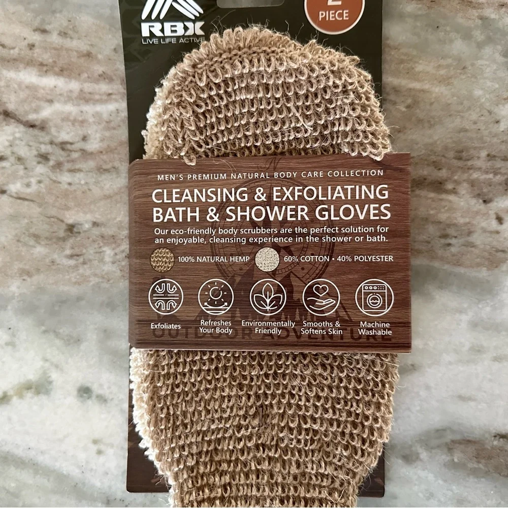 RBX Live Life Active -Cleansing & Exfoliating Bath & Shower Gloves-Eco Friendly